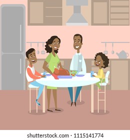 African american family dinner with turkey dish at Thanksgiving day. - Powered by Shutterstock