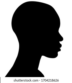 African American female, African profile picture, silhouette. girl from the side with short hair. Silhouette
