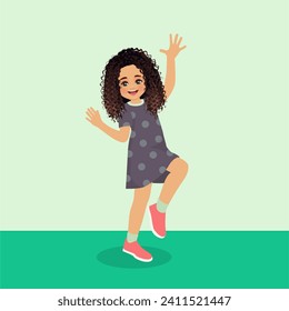 The African American little black girl character while dancing - Powered by Shutterstock