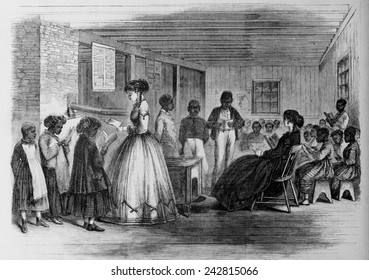 African American Students In A Freedman's Bureau School In Richmond, Virginia. During Reconstruction. 1866.