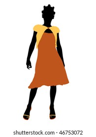 African American Teenager Silhouette On White Stock Illustration 46753081