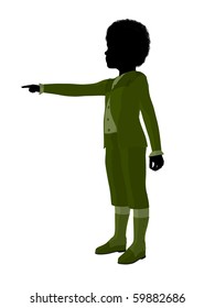 African American Victorian Boy Silhouette On A White Background