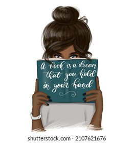 African American Woman With Book Isolated Hand Drawn Illustration	 - Powered by Shutterstock