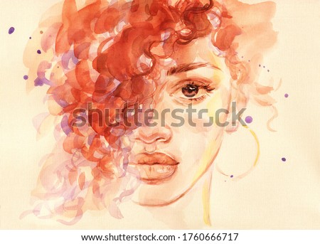 african american woman. fashion illustration. watercolor painting
