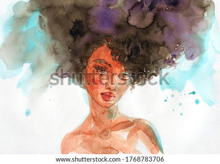 african american woman. illustration. watercolor painting
