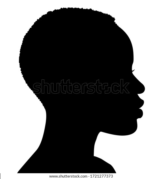 アフリカ系アメリカ人女性 アフリカのプロフィール写真 シルエット 髪の毛の短い女の子 シルエット のイラスト素材