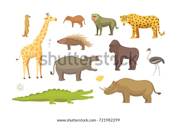 African Animals Cartoon Set Safari Isolated Stock Illustration ...