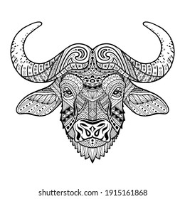 Aztec Buffalo Head Line Art Stock Vector (Royalty Free) 458902033 ...