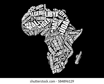 African Countries Map Typography Word Cloud Stock Illustration ...