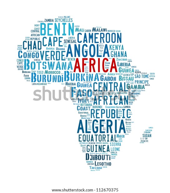 African Countries Word Collage Stock Illustration 112670375