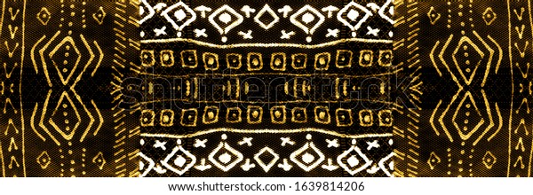 African Divider. Gold Ethnic Mosaic. Africa\
Geometric Pattern. Sun Woven Art. Luxury Ethnic Mandala. Aztec\
Wallpaper. Bright Seamless Fabric Design.\
