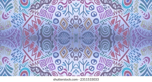African Textures. Grey Pattern Boho. Colorful African Background Patterns. Handmade Colored. Rainbow Ethnic Patches. Multicolored Modern Pattern Seamless.