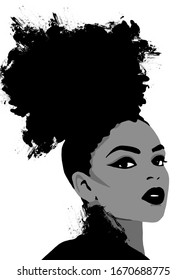 African Woman With Big Afro Hair Illustration