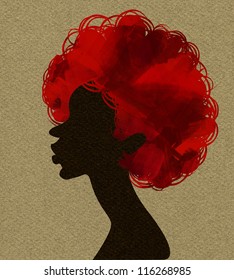African woman in profile, applique work