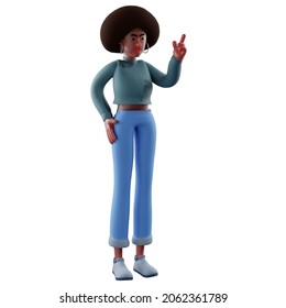 Afro Girl 3D Cartoon Character Yell At Someone