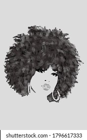 Hand Drawn Curly Hairstyle Hair Bun Stock Vector (Royalty Free) 1647194260
