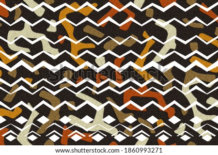 Afro Textured Zigzag Seamless Pattern Traditional Abstract Design Trendy Colors Brown Tones