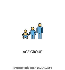 Age Group Concept 2 Colored Line Icon. Simple Yellow And Blue Element Illustration. Age Group Concept Outline Symbol Design