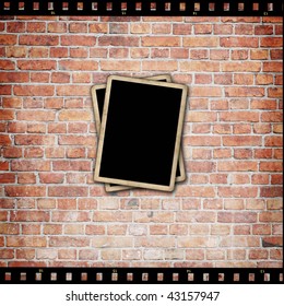 Aged brick wall with photo frames. More available in my portfolio.