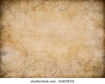 aged treasure map background with compass 