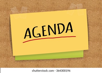 "Agenda" on sticky note - Powered by Shutterstock