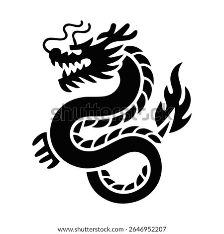 Aggressive Tribal Dragon Vector – Coiled Mythical Creature Emblem