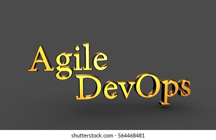 Agile DevOps concept, 3D text in copper