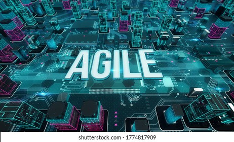 Agile with digital technology concept 3D rendering