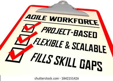 Agile Workforce Checklist Scalable Flexible Skills Employees 3d Illustration