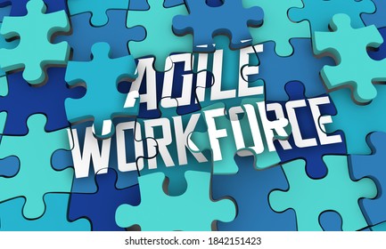 Agile Workforce Puzzle Scalable Flexible Employees Staff Model 3d Illustration