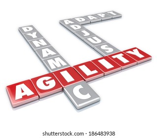 Agility, Dynamic, Adjust And Adapt Word Letter Tiles Game