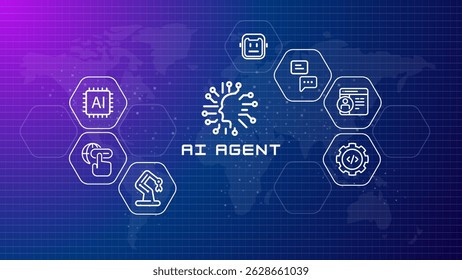 AI agent agentic artificial intelligence illustration virtual assistant task automation