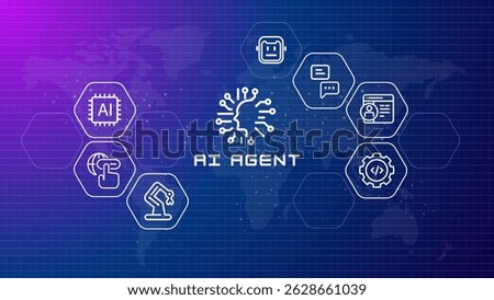 AI agent agentic artificial intelligence illustration virtual assistant task automation