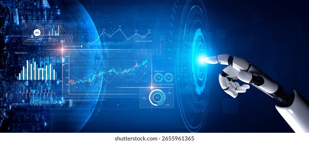 AI analyzing data analytics dashboard, detecting financial patterns, visualizing metrics, and generating insights for business decision-making and performance forecasting. Vouch