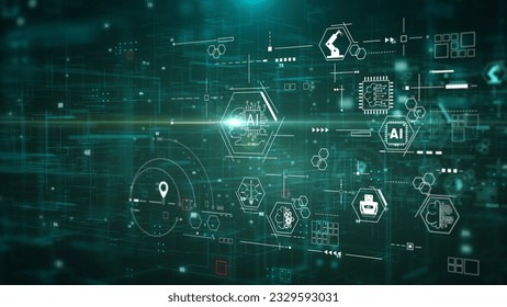 AI artificial intelligence big data science information technology concept. Digital technology design illustration background.