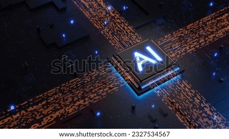 AI, Artificial Intelligence concept, Artificial intelligence processor.  Advanced Technology Artificial Intelligence Technology. 3d rendering