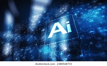 AI Artificial intelligence, Machine learning, Big data analysis and automation technology in business and industrial manufacturing concept on virtual screen.
