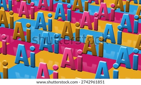 Ai Artificial intelligence multiply symbol pattern. Abstract concept 3d mosaic icons illustration.