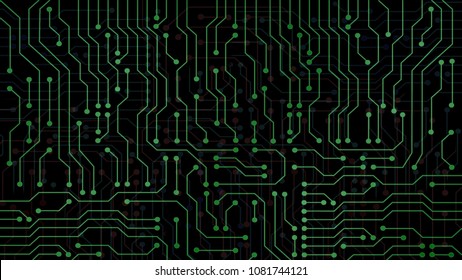Ai artificial intelligence PCB smart board processes. Advance Self learning technology system on printed board microchip set to process code, information and data
