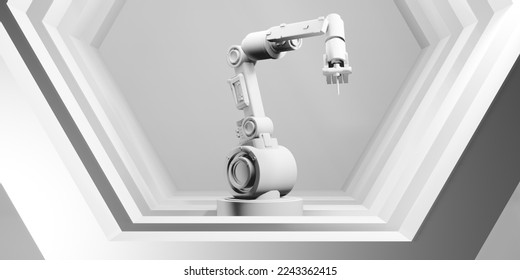 ai automatic robotic arm machine for industrial factory business with futuristic background, 3d illustration rendering