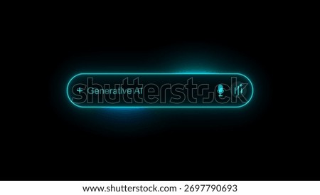 AI chatbot interface with a glowing cyan neon border and blue glow on a black background, displaying "Generative AI".