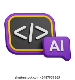 AI code 3d icon isolated on the white background