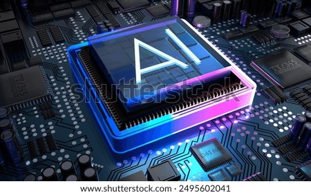 AI concept with computer processor - 3D illustration