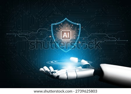 AI cybersecurity safeguards systems with encryption, access control, and AI secure data flow. Futuristic cyber security featuring AI digital shield, zero trust and AI threat detection system. Corpus