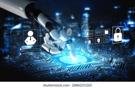 An AI digital security system for user authentication and access control. AI data protection using biometrics and secure login protocols. Motif