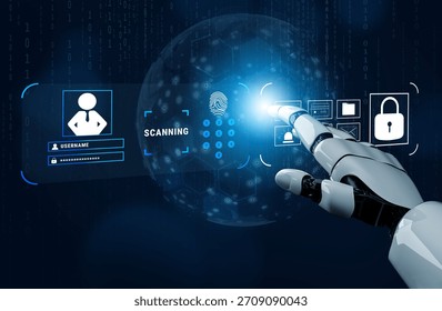 An AI digital security system for user authentication and access control. AI data protection using biometrics and secure login protocols. Motif