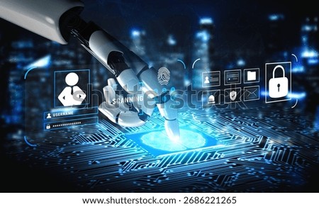 An AI digital security system for user authentication and access control. AI data protection using biometrics and secure login protocols. Motif