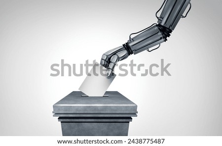 AI and Election vote as Artificial intelligence using autonomous voting technologies disrupting elections as machine democracy as a robot voter as a political Cybersecurity issue as a 3D illustration.
