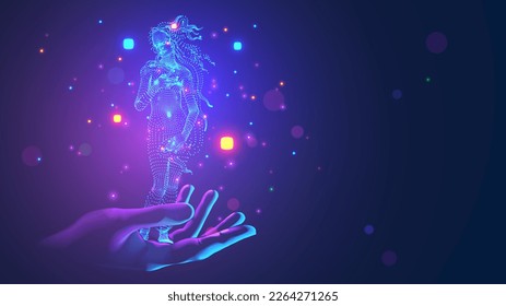 AI generated content. Neural network creates pictures. Computer creates generative art images. AI generate Digital Venus Botticelli. Virtual renaissance statue in hand. deep learning neural network. - Powered by Shutterstock