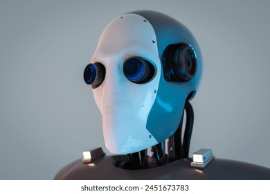 AI humanoid robot concept face. 3d rendering